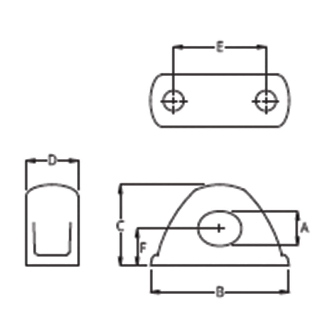 Dimensions of Ronstan Aluminum Fairleads - Singles