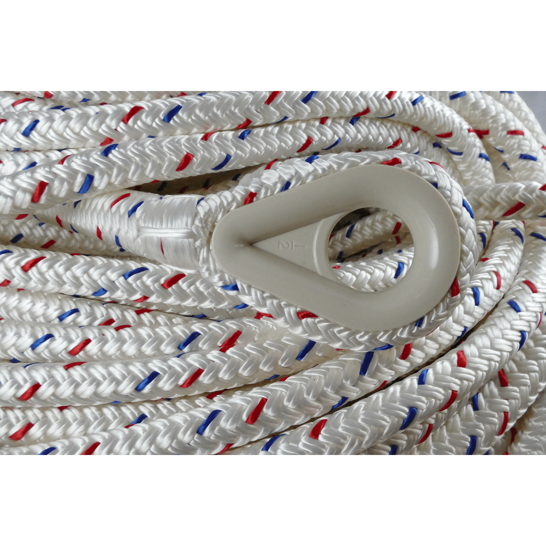 HarborMaster Double Braid Nylon Anchor Line White w/ Red & Blue Tracers