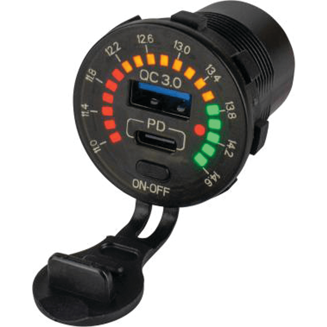 Rainbow Voltmeter With USB 3.0 & USB-C Power Socket