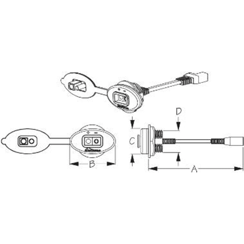 diagram of Sea-Dog Line SAE Power Socket - Back Nut Mount