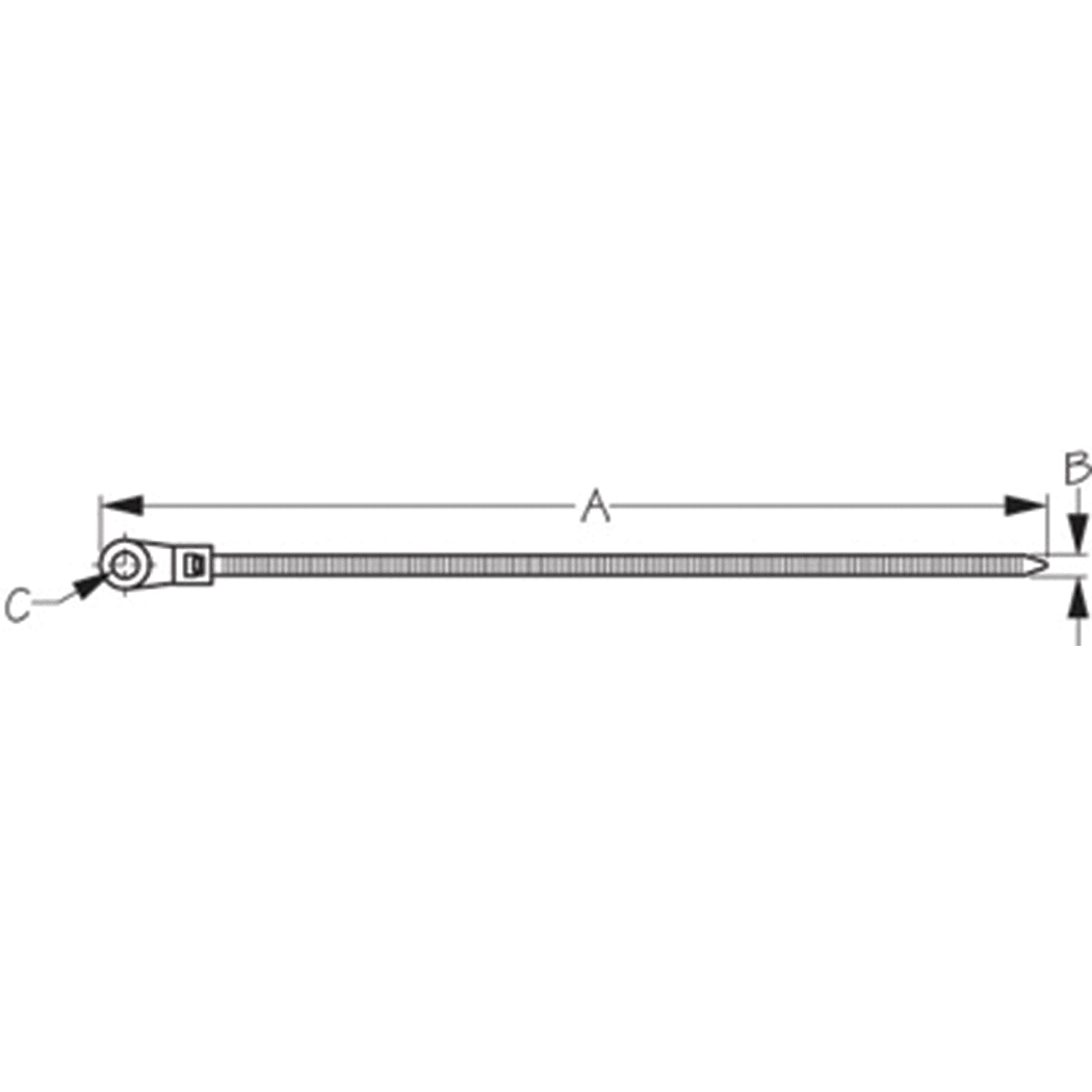 Dimensions of Sea-Dog Line UL Cable Ties with Mounting Hole - UV Black