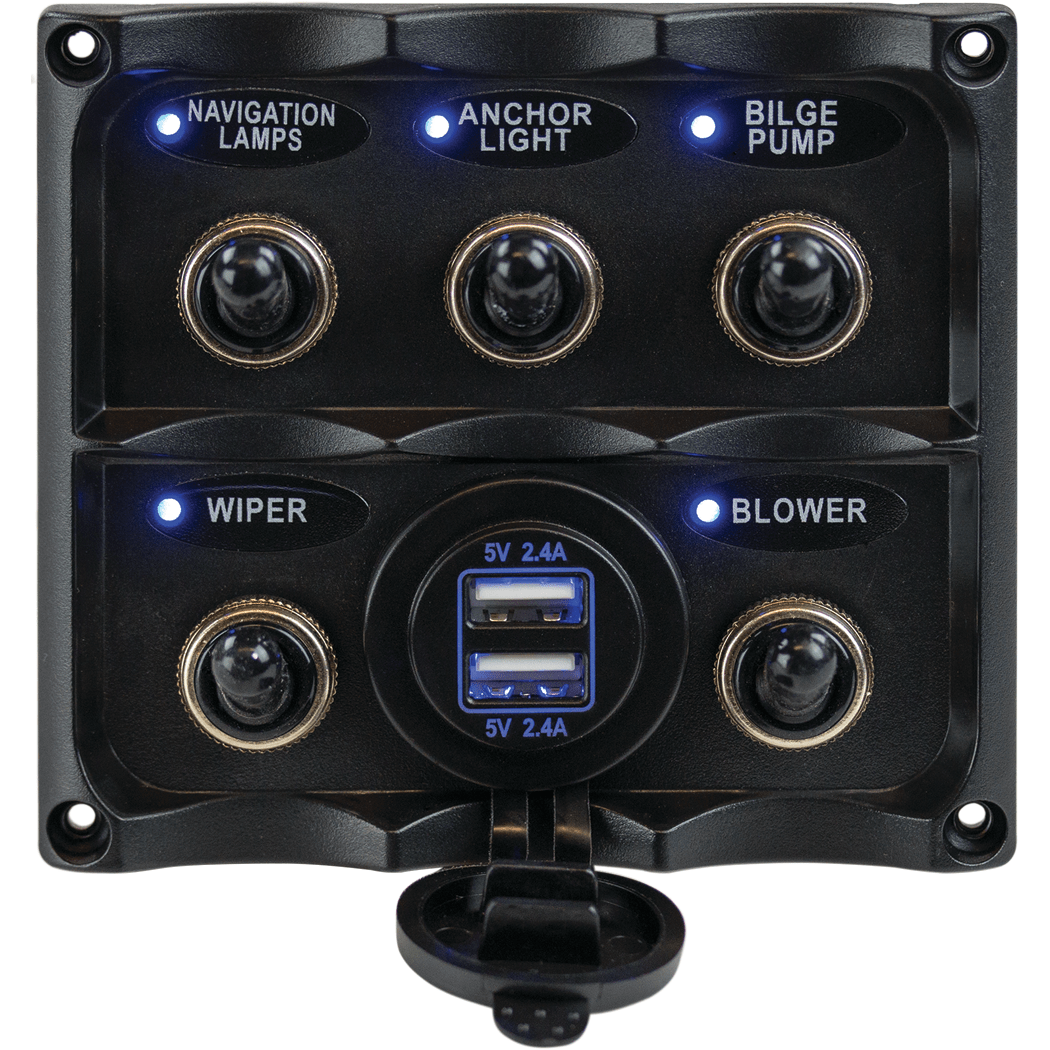 Water Resistant Toggle Switch Panel W/ USB Power Socket