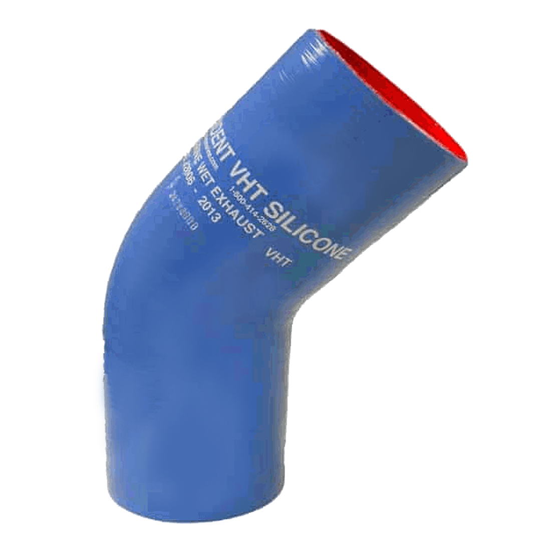 Trident Marine Hose & Propane 242V Ser 45 Degree Reinforced Very High Temp Blue Silicone Exhaust Elbows