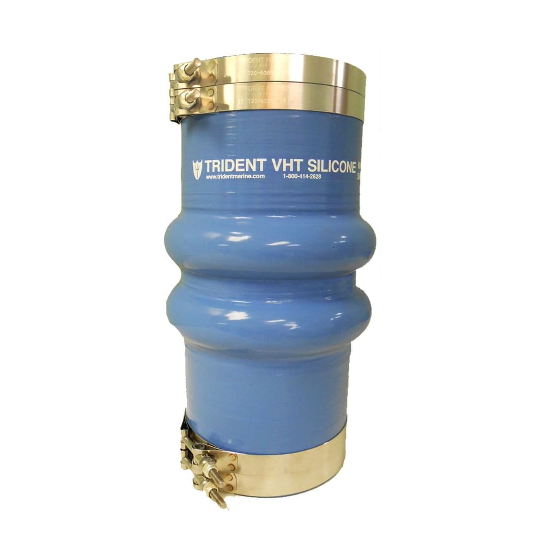 Trident Marine Hose & Propane 274V Ser Very High Temp Reinforced Blue Silicone Exhaust Bellows - Dbl Hump