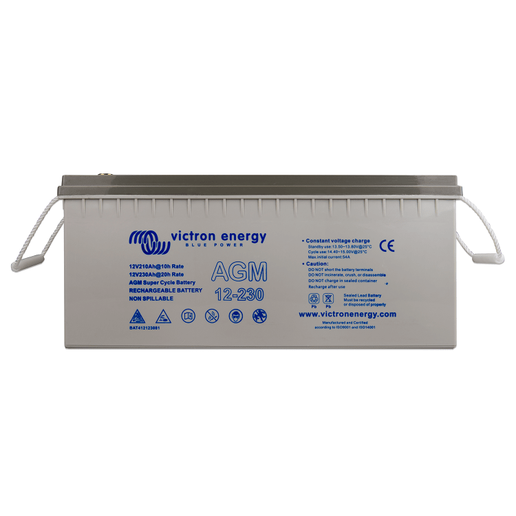 Front of Victron Energy AGM Super Cycle Battery, 230 amp