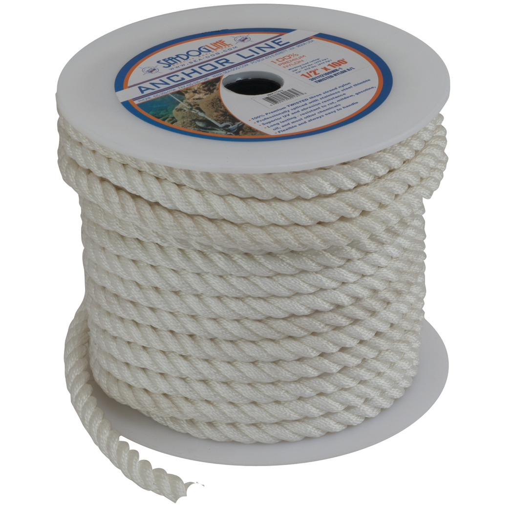 Bulk Cordage - 3-Strand Twisted Nylon Anchor or Dock Rope