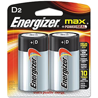 2 PACK D CELL ALKALINE BATTERY