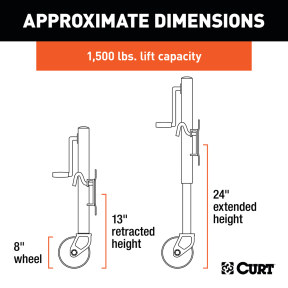 Marine Jack with 8" Wheel (1,500 lbs, 10" Travel)