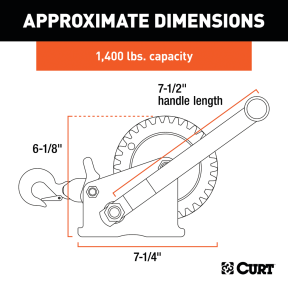 Hand Crank Winch with 20ft Strap (1,400 lbs, 7-1/2" Handle)