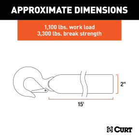 15ft Winch Strap with Snap Hook (1,100 lbs.)