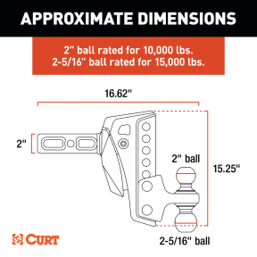 Rebellion XD Adjustable Cushion Hitch (2" Shank, 2", 2-5/16" Balls, 15K)