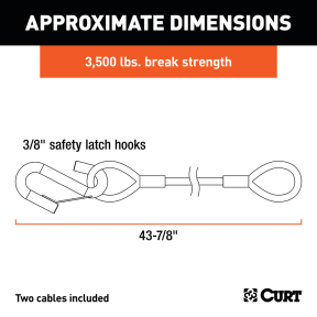 43-7/8" Safety Cables with 2 Snap Hooks (3,500 lbs, Vinyl-Coated, 2-Pack)