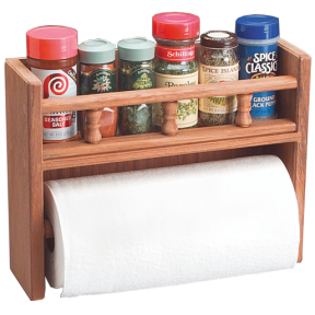 Teak Paper Towel Rack with Spice Rack