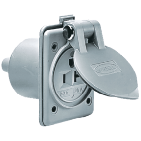 Compact Nylon Panel Mount Outlet  - 20 Amp 125 Volt