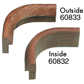 Inside and Outside Teak Corner Rail Molding