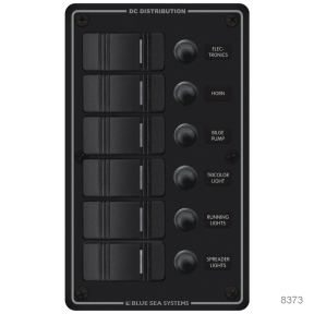 DC Water Resistant Black Circuit Breaker Panels, Horizontal - 8 Switches