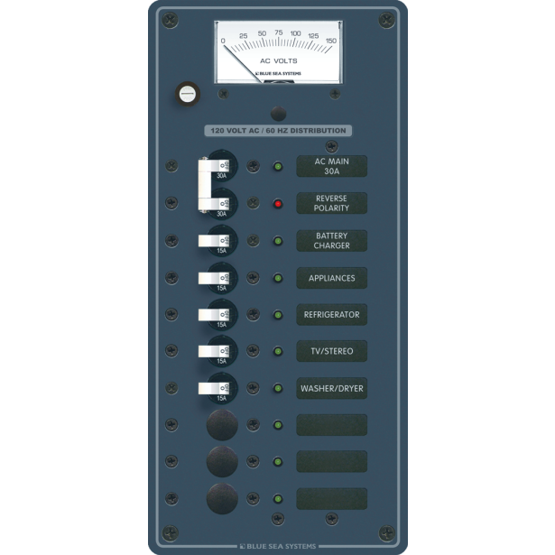 2 Sources Selector/AC Main + 6 Positions Circuit Breaker Panel