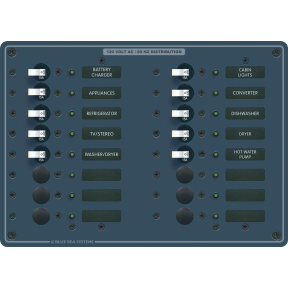 2 Sources Selector/AC Main + 9 Positions Circuit Breaker Panel