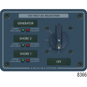 No. 9009 120V AC 2-Source Selector Rotary Switch & Panels - 30A, 9009 Rotary Switch in Modular 360 Panel, 120V AC