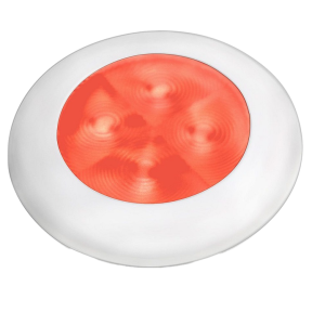 Slim Line LED Round Lamp - Red Lamp, White Trim