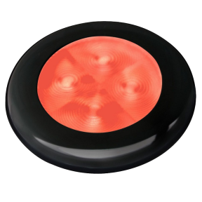 Slim Line LED Round Lamp - Red Lamp, Black Trim