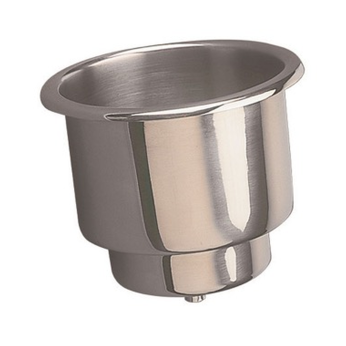 FLUSH MOUNT DRINK HOLDER W/DRAIN SS