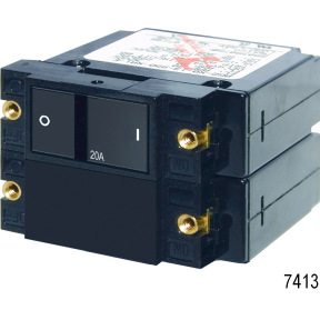 AC/DC Double Pole Flat Rocker Circuit Breakers, 30A AC&frasl;DC
