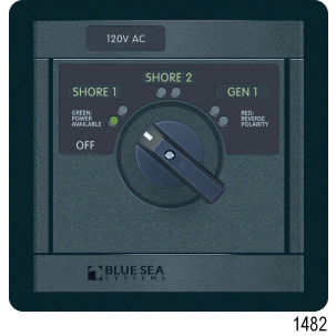 No. 9011 120V AC 2-Source Selector Rotary Switch & Panels - 65A, 9011 Rotary Switch in Aluminum Panel, 120V AC