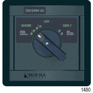 No. 9009 120V AC 2-Source Selector Rotary Switch & Panels - 30A, 9009 Rotary Switch in Modular 360 Panel, 120V AC