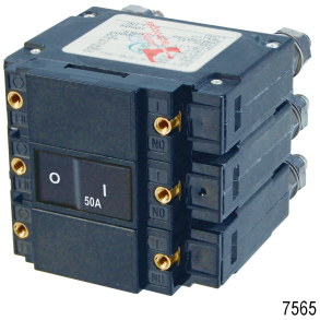 AC C-Series Flat Rocker Triple Pole Circuit Breakers, 50A AC