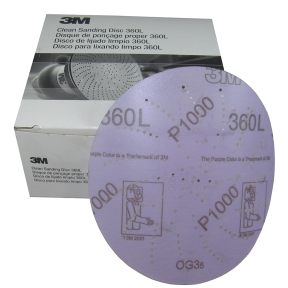 box of 3M Hookit Film-Backed Clean Sanding Purple Discs - 360L