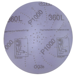 main view of 3M Hookit Film-Backed Clean Sanding Purple Discs - 360L