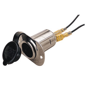 Power Socket 12-Volt with Stamped 304 Stainless Mounting Plate