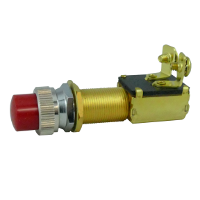 BRASS PUSH BUTTON SWITCH W/RED CAP