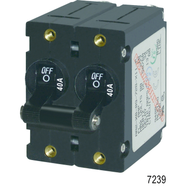 AC/DC Double Pole Circuit Breakers, 15A Black