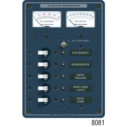 12V A SERIES PANEL 5 POS VOLT/AMMETER
