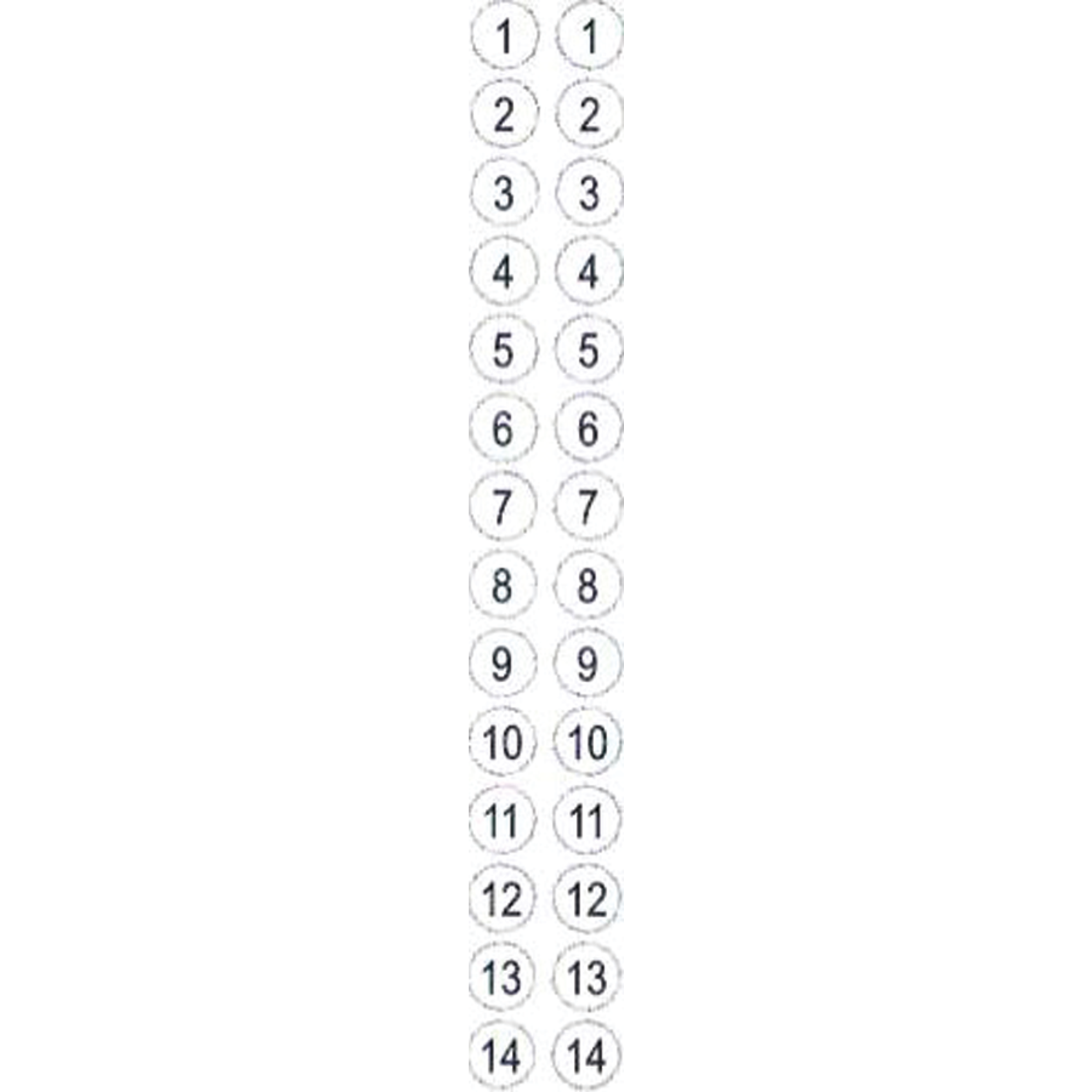 TRACK NUMBERS LABELS RD. DOTS