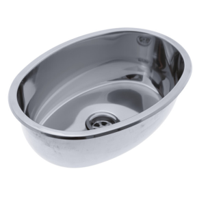 s64-1515-um of Ambassador Marine Oval Flat Bottom Sink - Mirror SS Without Studs