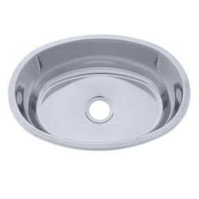 top of Ambassador Marine Oval Flat Bottom Sink - Mirror SS Without Studs