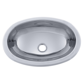 top of Ambassador Marine Oval Sink - Mirror SS Finish With Mounting Studs
