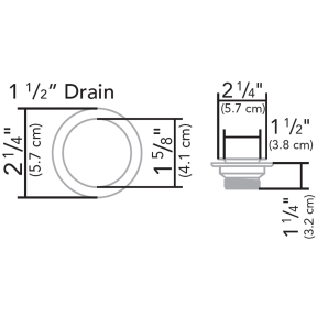 Dimensions of Ambassador Marine 2-1/4" Straight Drain Kit