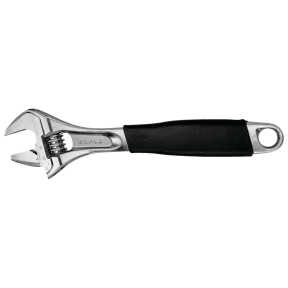 Adjustable Wrench w/ Rubber Handle & Chrome Finish