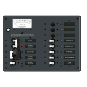 8462 of Blue Sea Systems 2 Sources Selector/AC Main + 9 Positions Circuit Breaker Panel