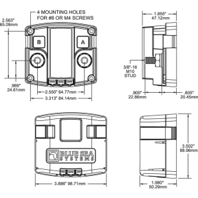 Dimensions of Blue Sea Systems BatteryLink Automatic Charging Relay 120A