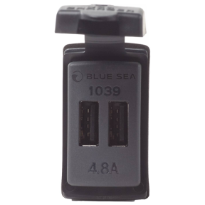 front of Blue Sea Systems Fast Charge Dual USB Charger Contura Switch Mount