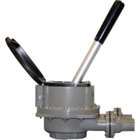 side view of Bosworth Guzzler 450 Series Thru-Deck Manual Pump - 1-1/8" Hose, Up to 10 GPM