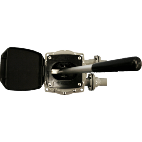 top view with handle inserted of Bosworth Guzzler 450 Series Thru-Deck Manual Pump - 1-1/8" Hose, Up to 10 GPM