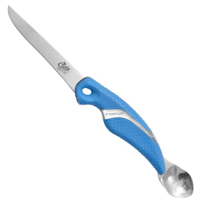side view of Cuda 5" Titanium Bonded Fillet Knife with Roe Spoon