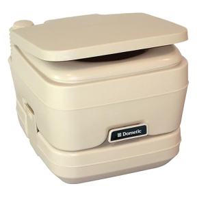 beige of Dometic SaniPottie 962 Manual Bellows Flush Portable Toilet - 2.5 Gal, No Brackets