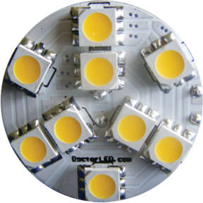 G4 2-Pin Flat Disk LED Bulb - RED, with Rear or Side Pins